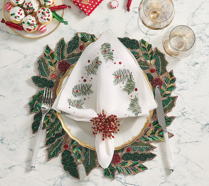 Tidings Placemat in Red, Green, and Gold
