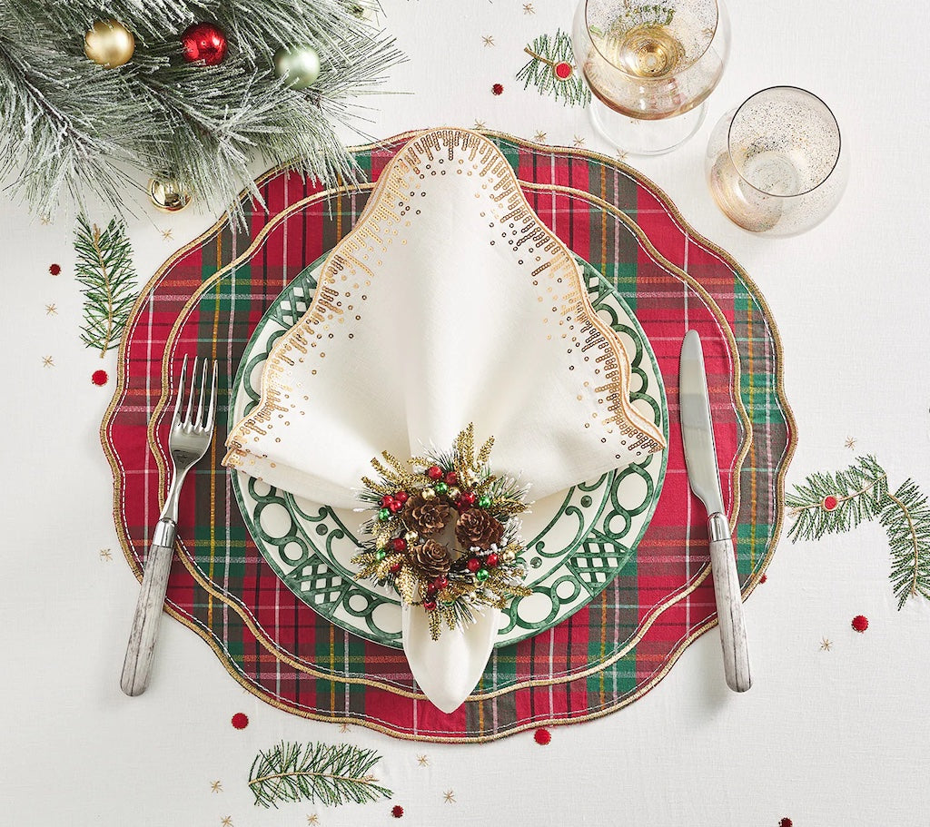 Trad Plaid Placemat in Red, Green, and Gold
