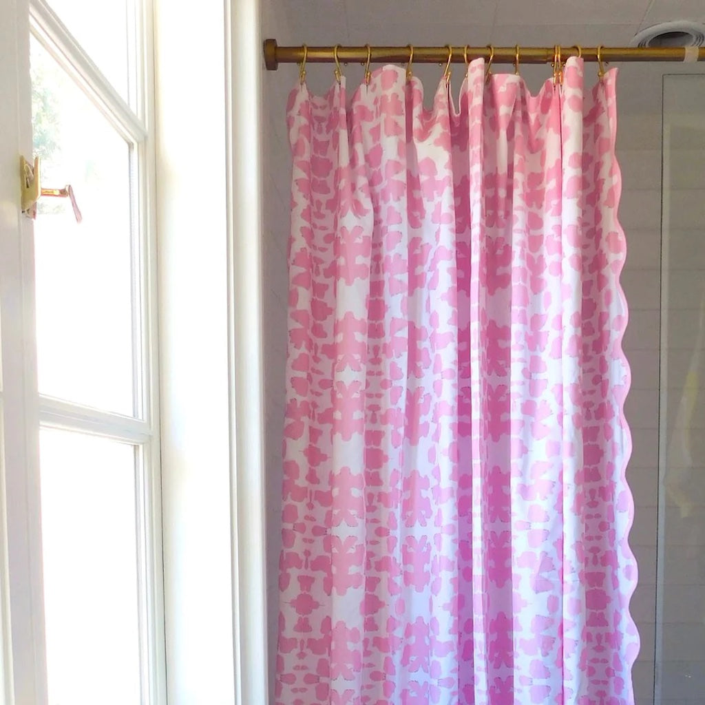 Chintz Pink Scalloped Shower Curtain