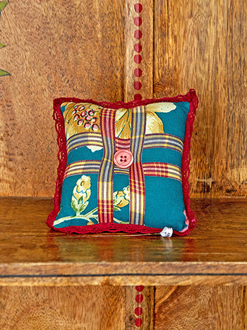 Cranberry Cocktail Patchwork Square Pin Cushion
