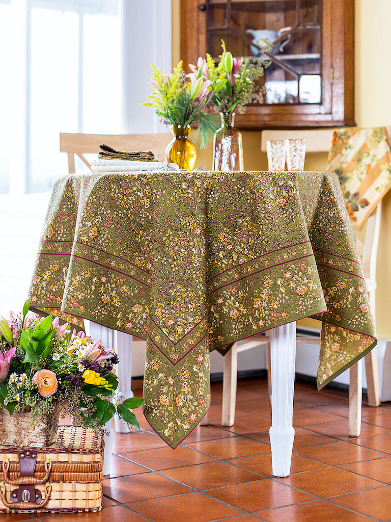 Penelope Olive Tablecloth and Napkins