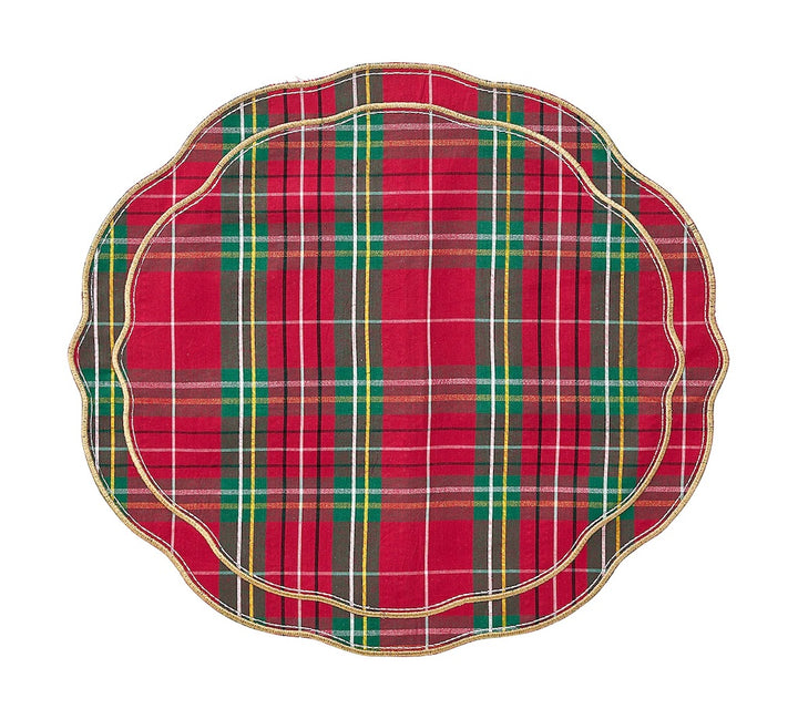 Trad Plaid Placemat in Red, Green, and Gold