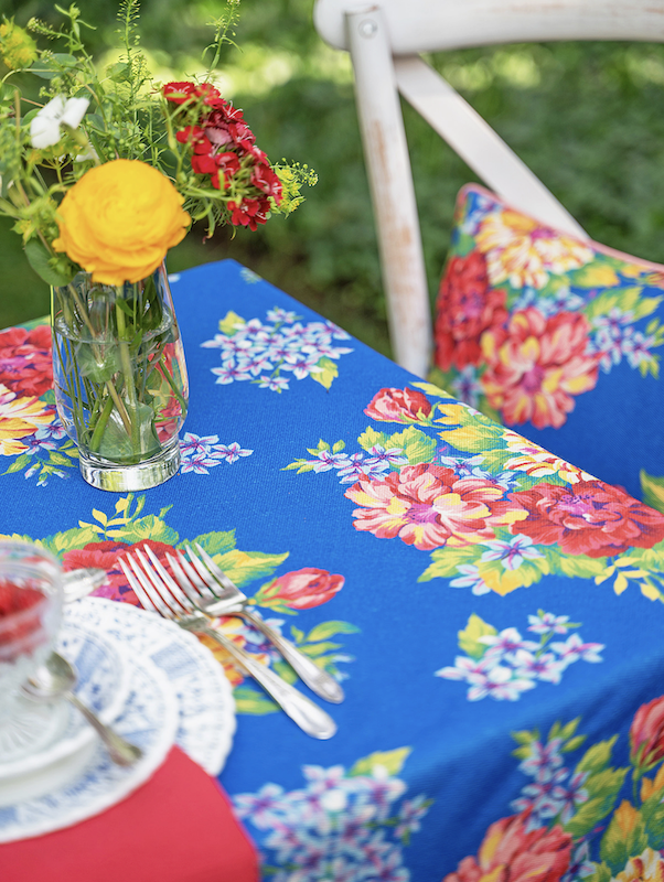 English Garden Blue Outdoor Tablecloth