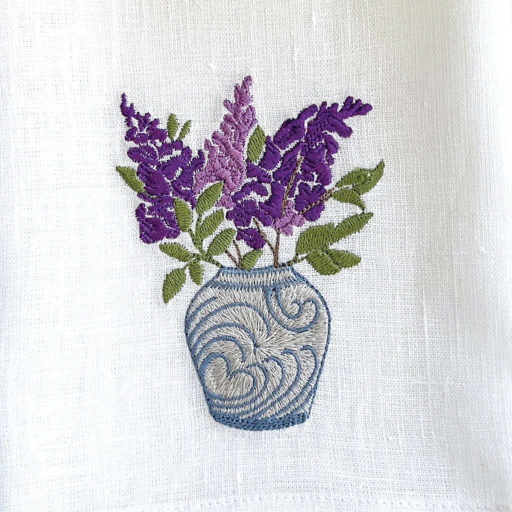 Lilac Jar Linen Towel