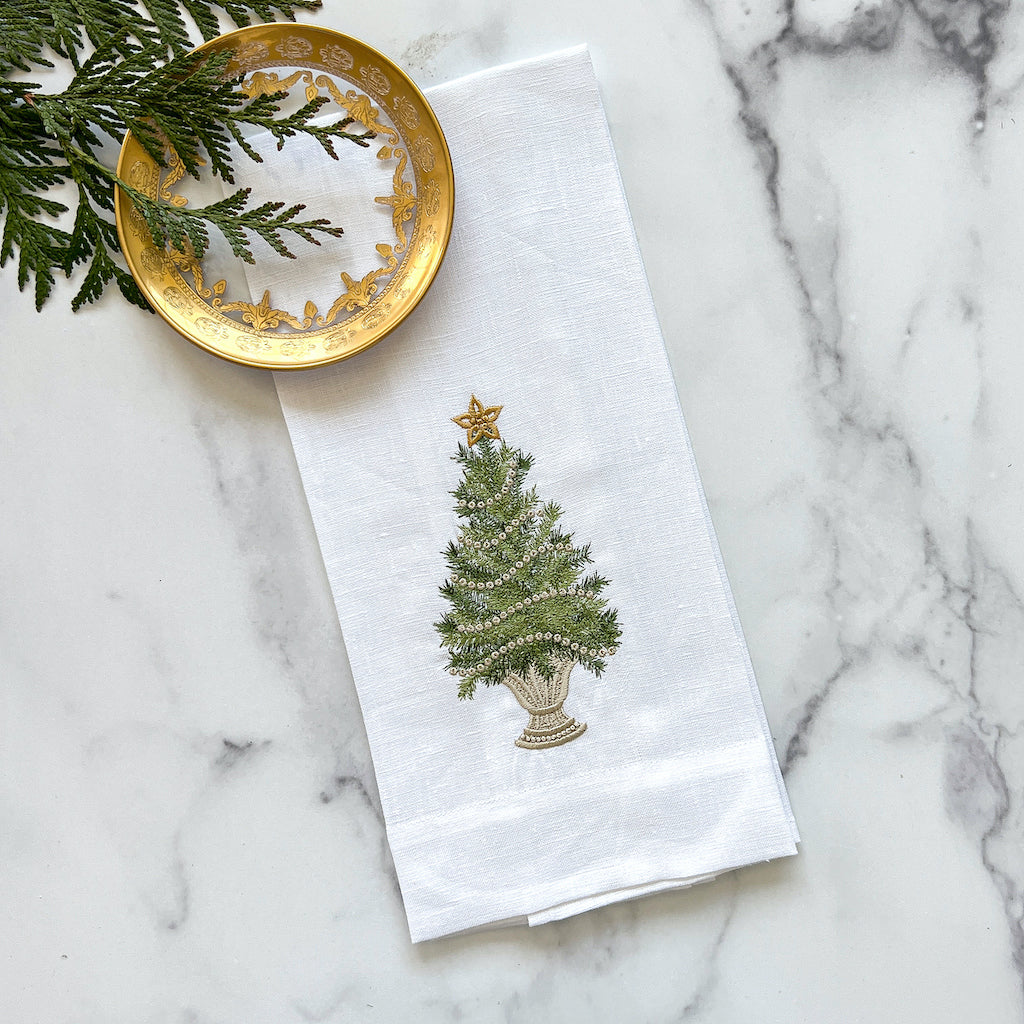 Christmas Tree Gold Trim Towel