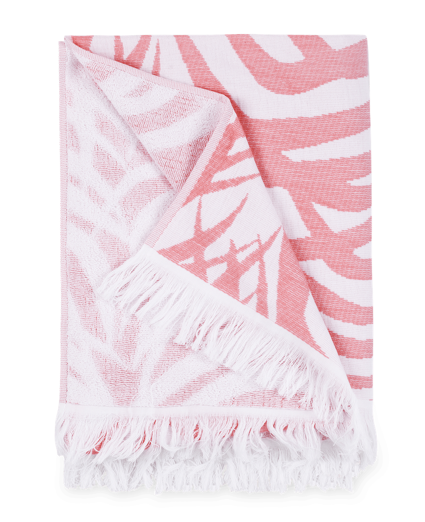 Matouk Schumacher Zebra Palm Beach Towel Flamingo