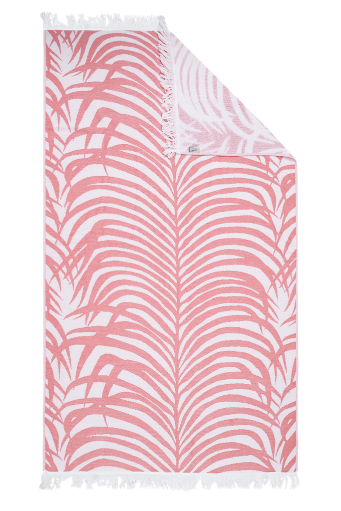 Matouk Schumacher Zebra Palm Beach Towel Flamingo