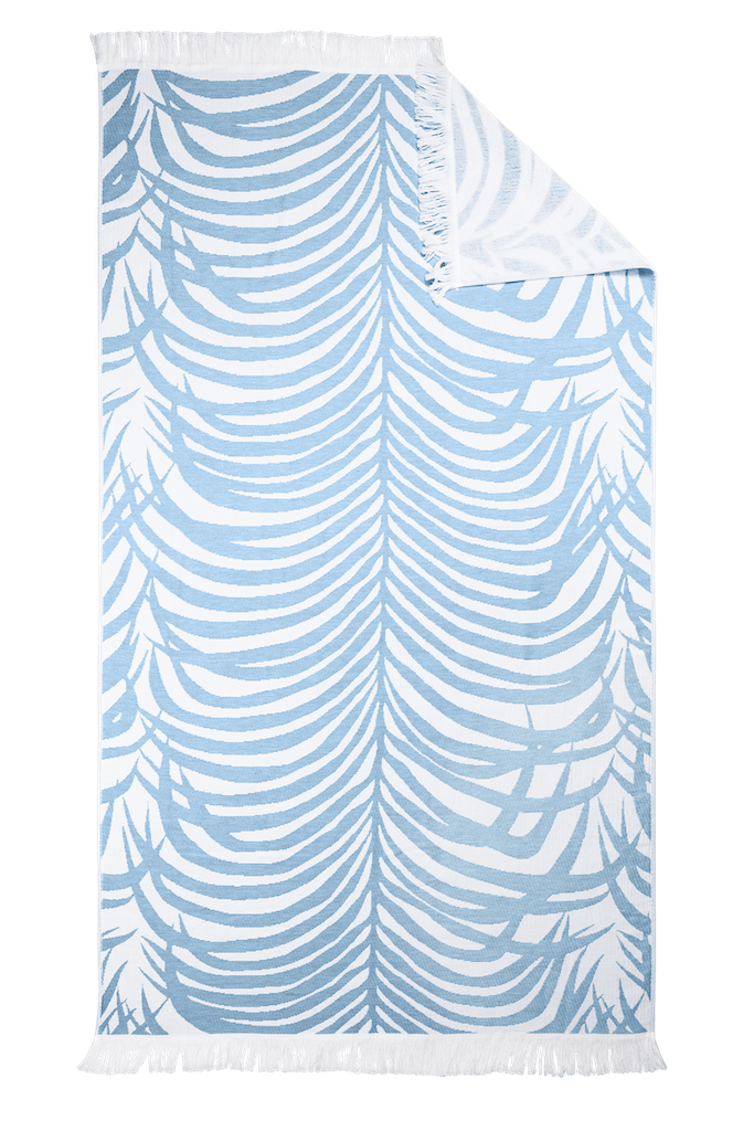 Matouk Schumacher Zebra Palm Beach Towel Pool Blue