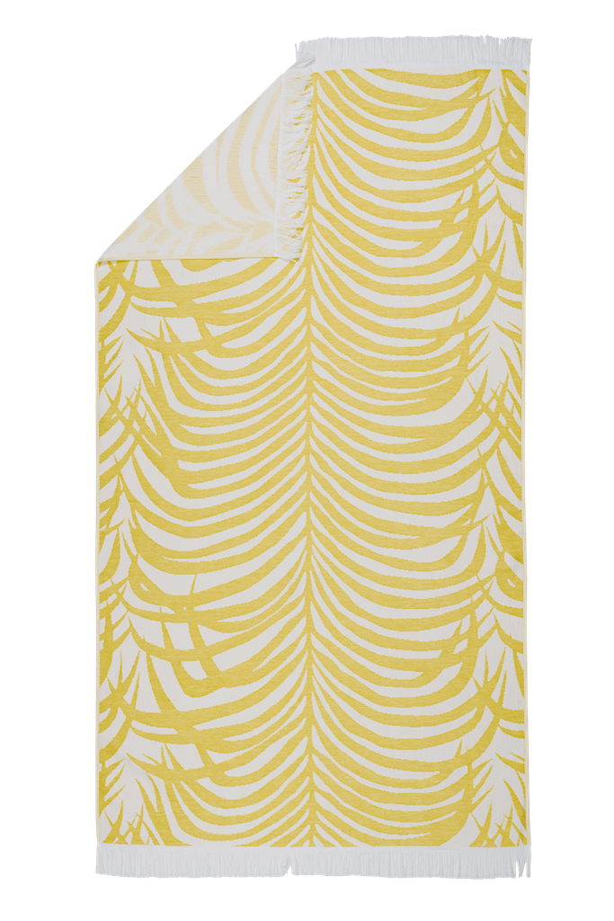 Matouk Schumacher Zebra Palm Beach Towel Canary