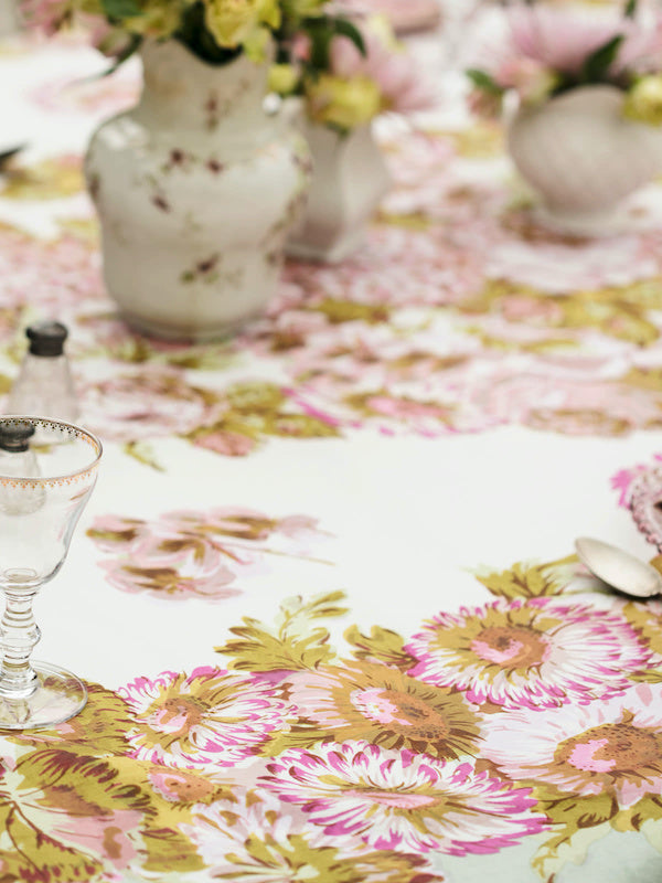Spring Gathering Vintage Tablecloth