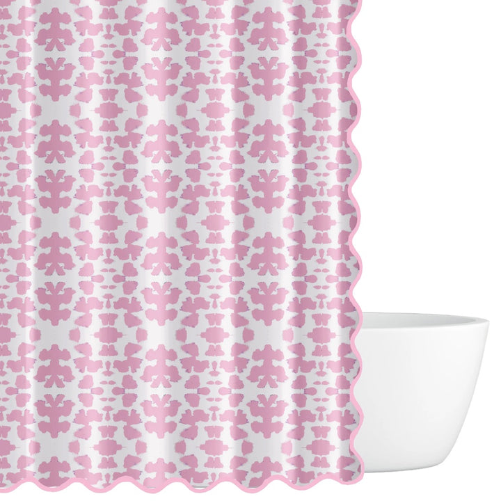 Chintz Pink Scalloped Shower Curtain