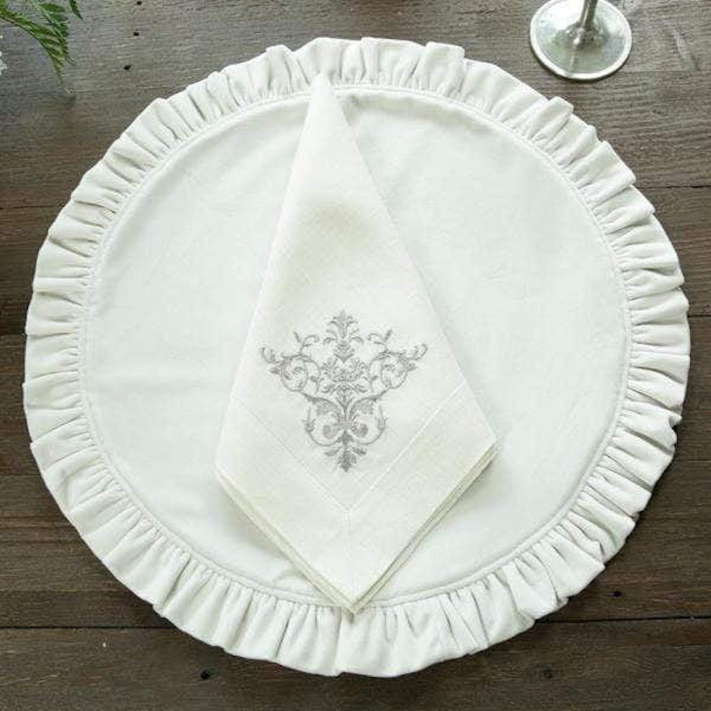 Cream Round Placemat with Ruffle