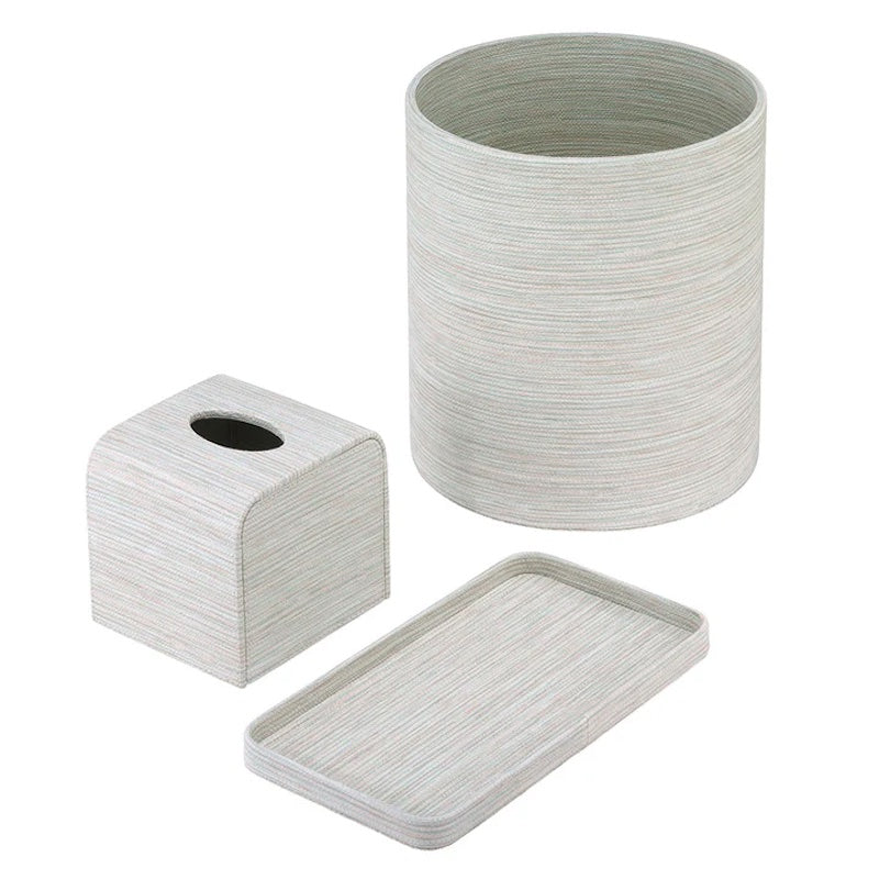 Grasscloth Bath Accessories in Celadon