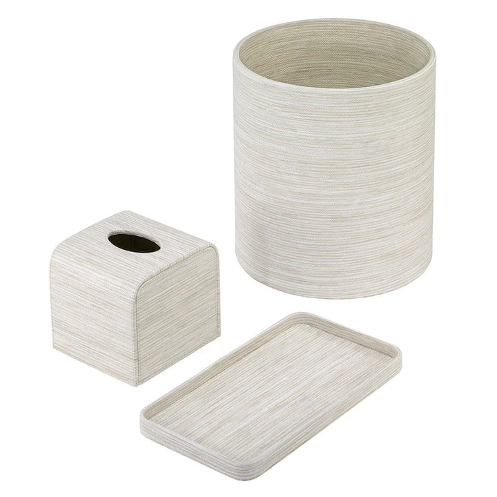 Grasscloth Bath Accessories in Ecru