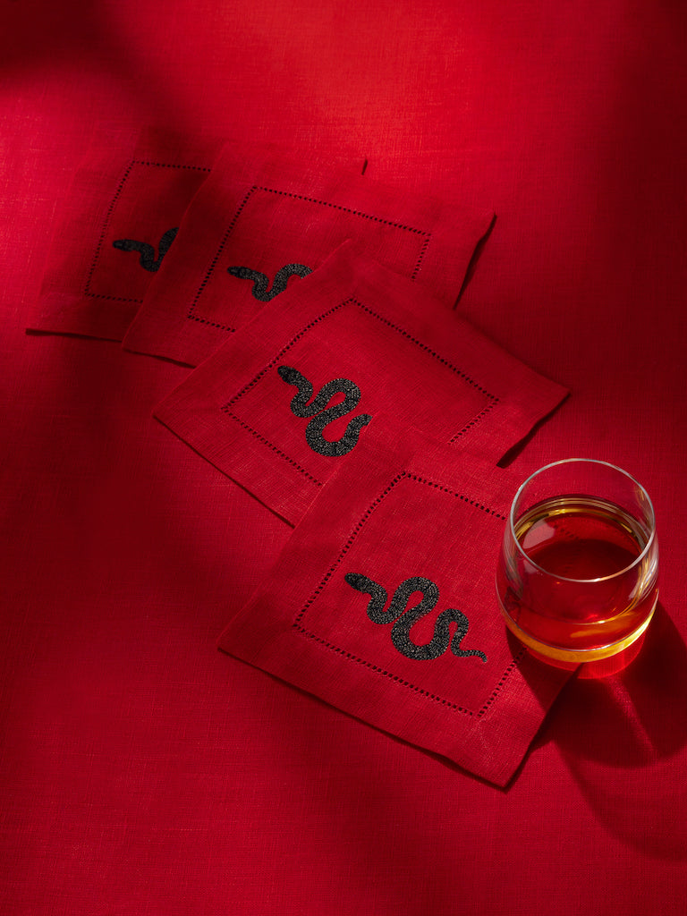 Year Of The Snake Red/Black Napkins