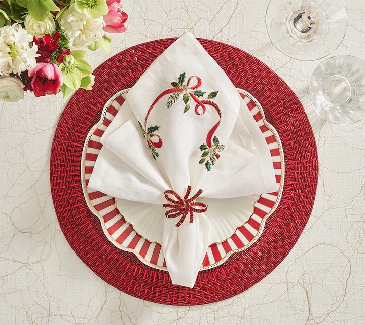 Jeweled Bow Napkin Ring in Red