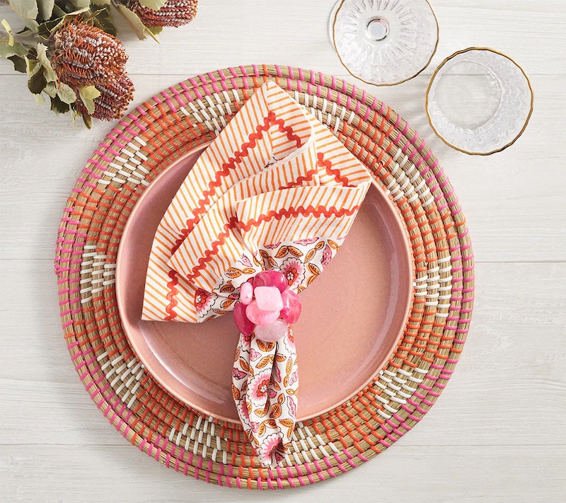 Majorelle Napkin in White, Pink & Orange