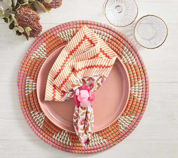 Majorelle Napkin in White, Pink & Orange