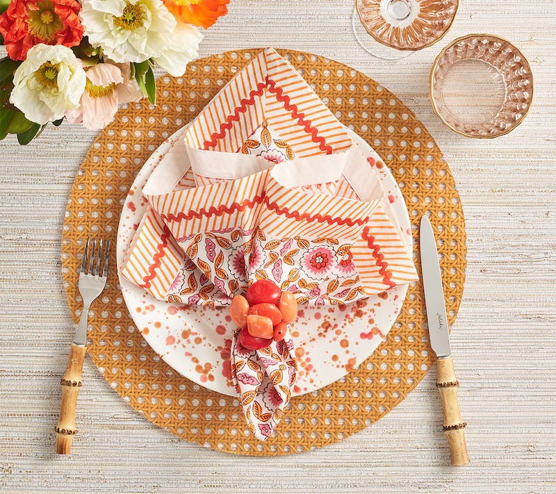 Majorelle Napkin in White, Pink & Orange