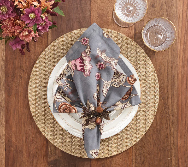 Paisley Vine Napkin in Blue & Gray