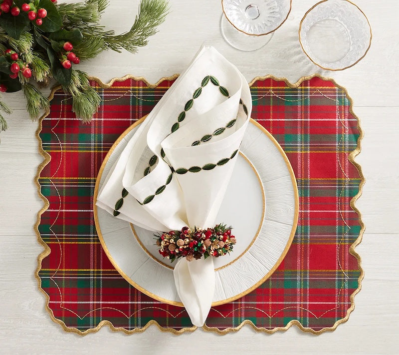Tinsel Bow Napkin Ring in Red, Green & Gold