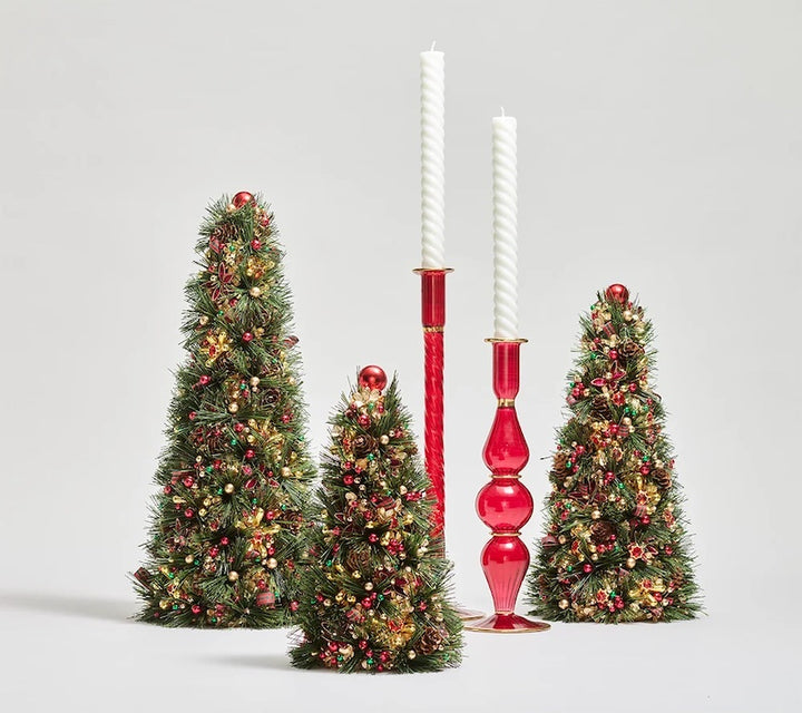 Tinsel Xmas Tree in Green, Red & Gold