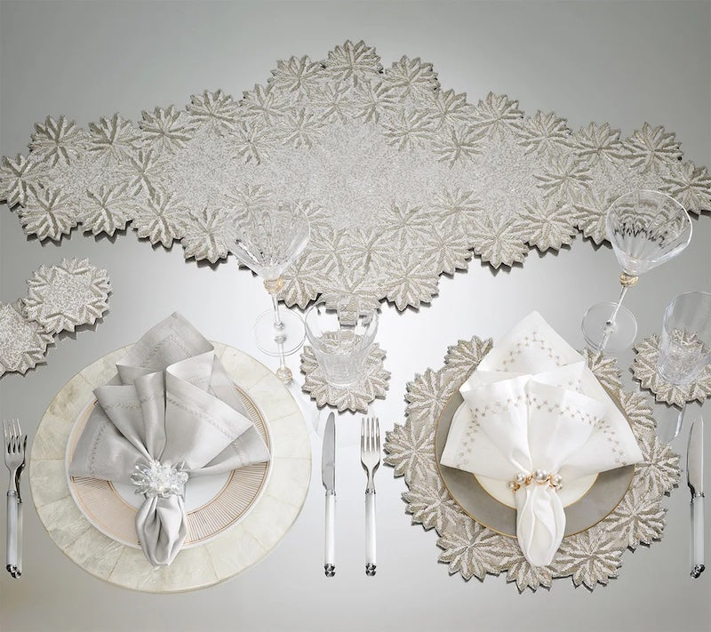 Winter Lace Runner in Silver & Crystal