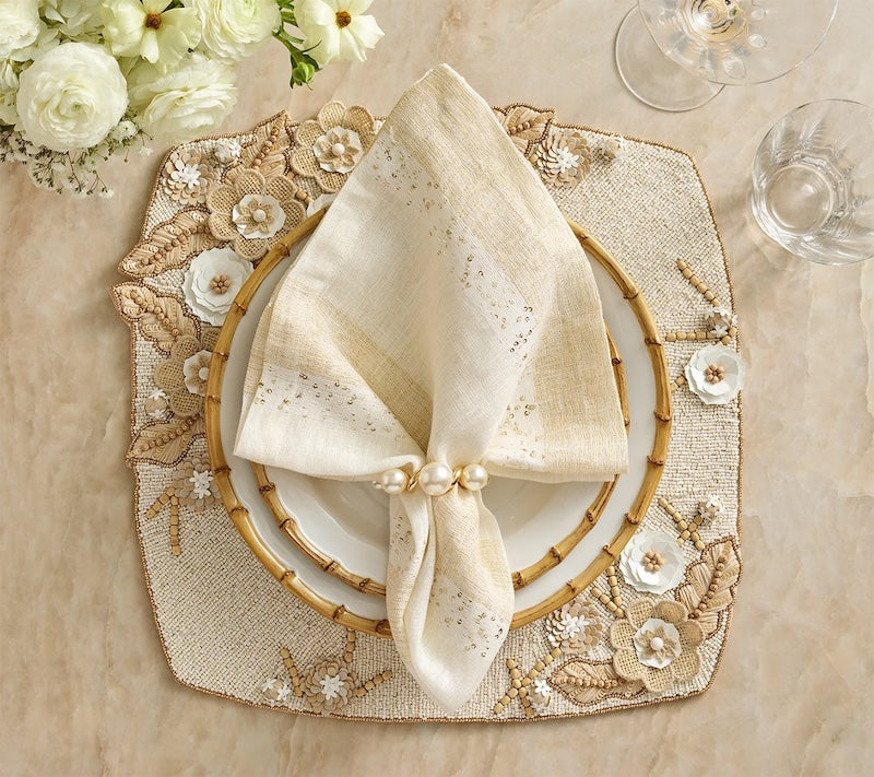 Pearl Drift Napkin Ring in Pearl & Gold