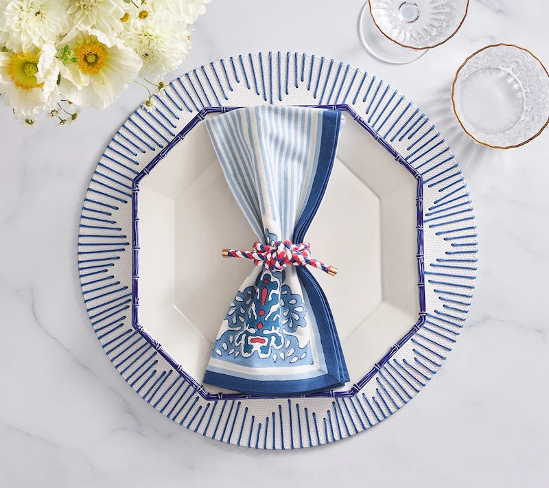 Filigree Napkin in White & Blue