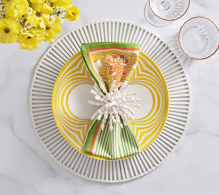 Filigree Napkin in White, Yellow & Green
