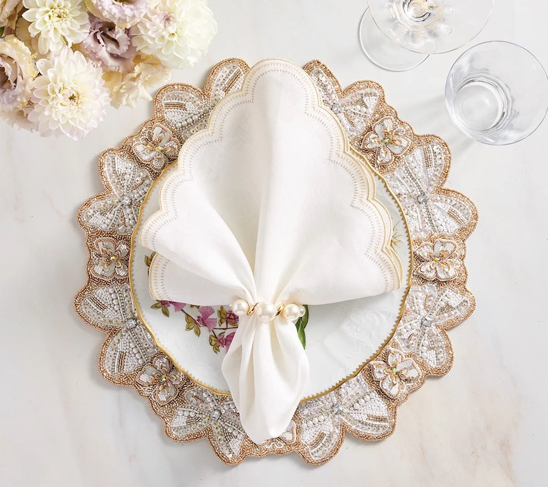 Pearl Drift Napkin Ring in Pearl & Gold