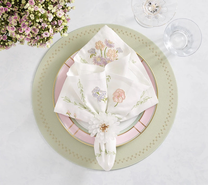 Cosmos Napkin Ring in White & Gold