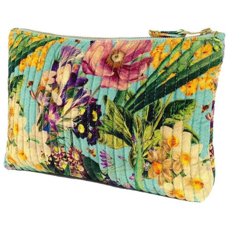 Spring Flora Quilted Velvet Zip Pouch