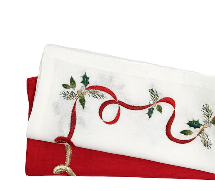 Xmas Ribbon Napkins Red