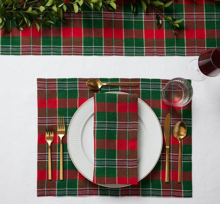 Masseria Table Linens Emerald/Red