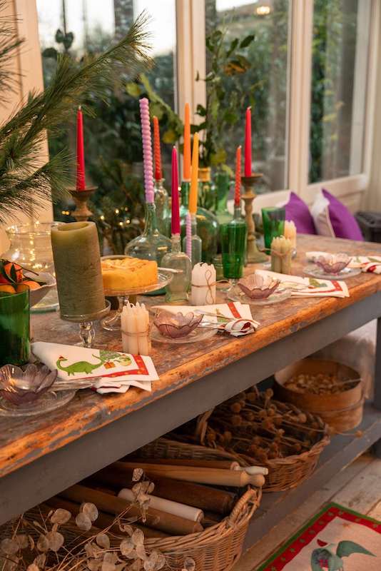 Jurassic Xmas Dinner Napkins Linen