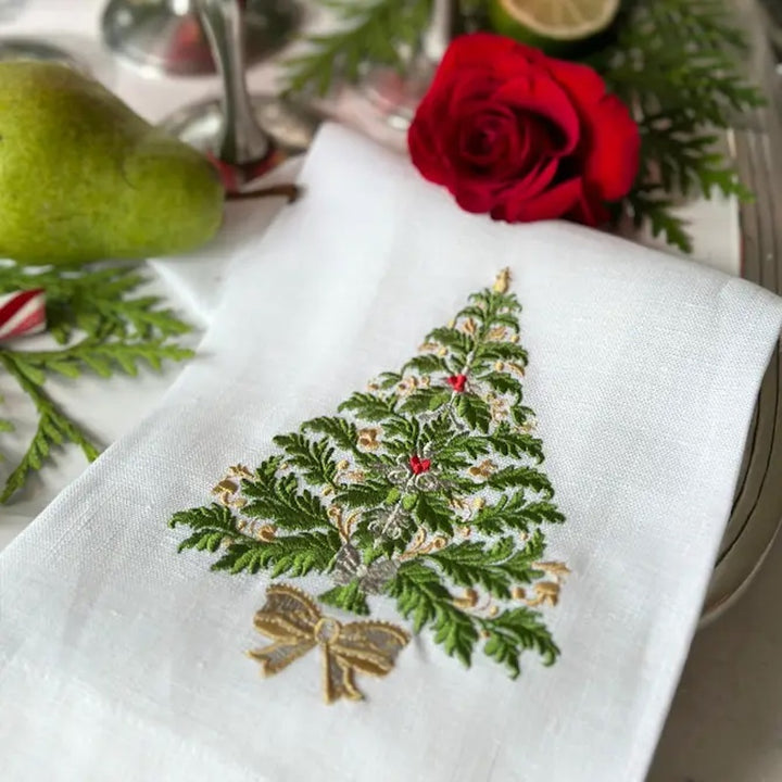 Italian Christmas Tree Linen Towel