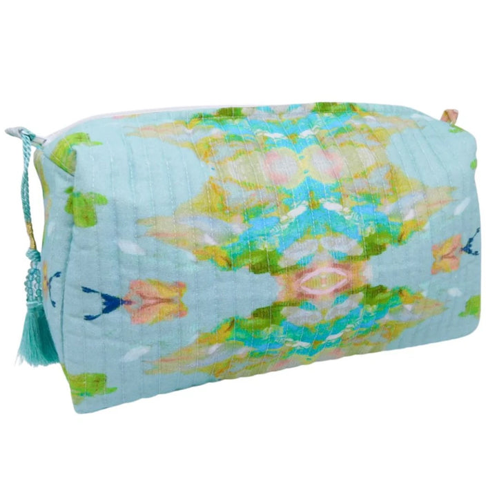 Stained Glass Blue Quilted Cosmetic Bags