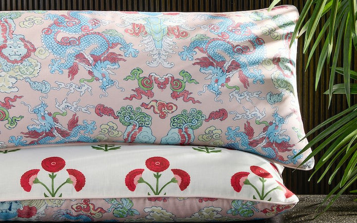 Matouk Schumacher Reversible Pillow Collection Gisele Scarlet/Magic Paradise