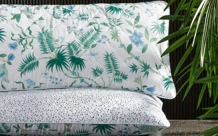 Matouk Schumacher Reversible Pillow Collection Palmyra Emerald/Celine Blue