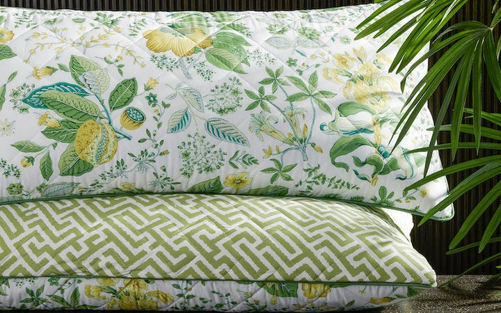 Matouk Schumacher Reversible Pillow Collection Pomegranate Citrus/Gabriel Grass