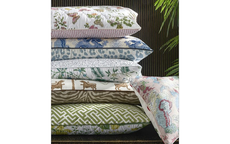 Matouk Schumacher Reversible Pillow Collection Tiger Palm/Regine Coconut