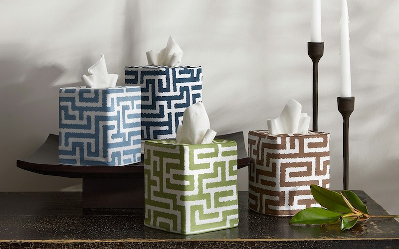 Matouk Schumacher Gabriel Tissue Box Cover Indigo