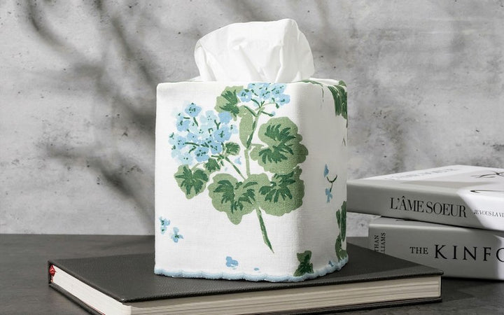 Matouk Geranium Linen Tissue Box Cover