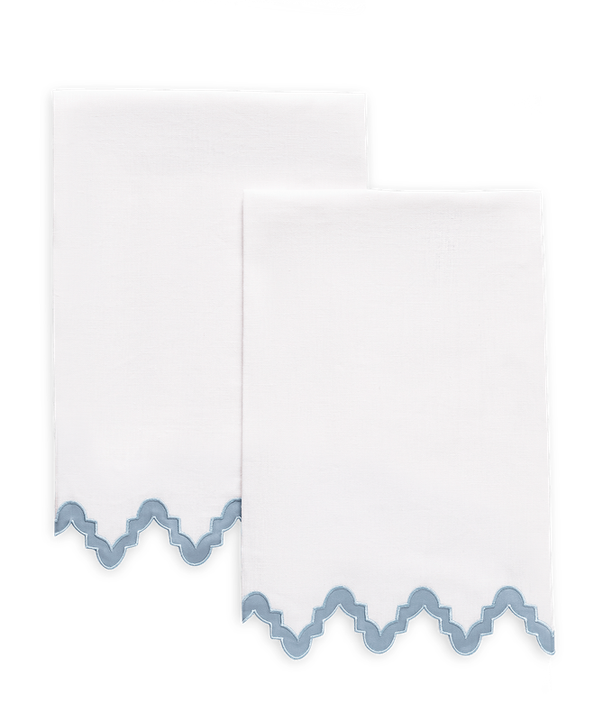 Matouk Aziza Guest Towels Hazy Blue