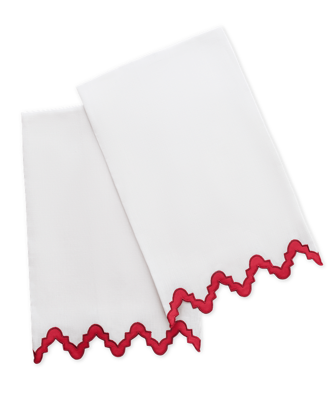 Matouk Aziza Guest Towels Scarlet
