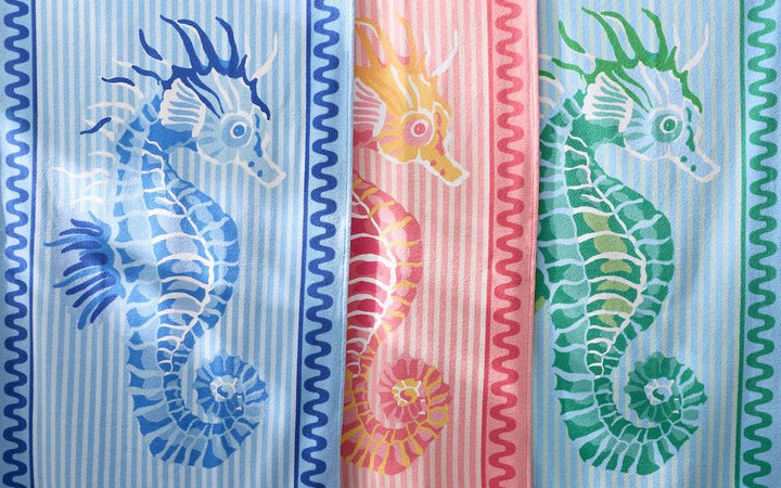 Matouk Schumacher Seahorse Beach Towel Aquamarine