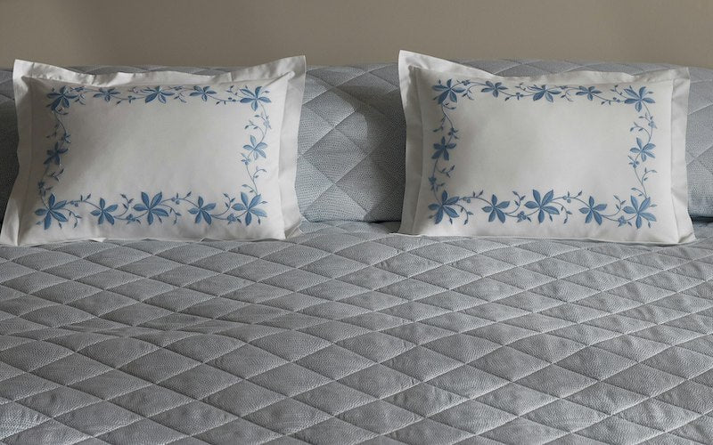 Matouk Jasper Quilt Steel Blue