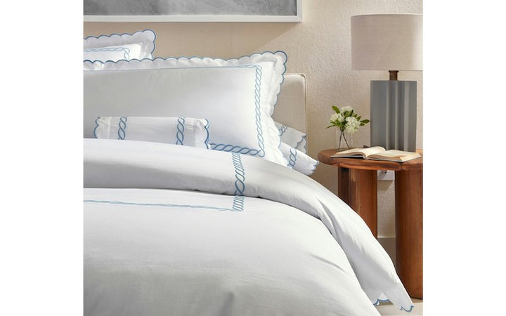 Matouk Classic Chain Scallop Hazy Blue