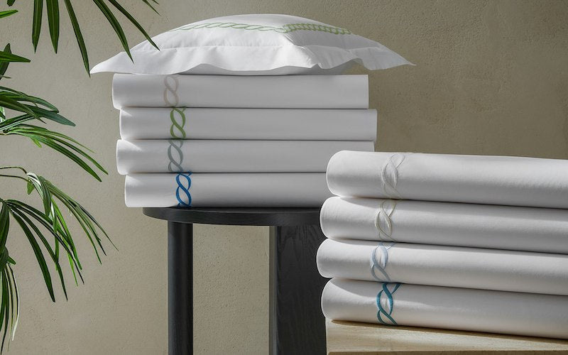 Matouk Classic Chain Bedding Aqua